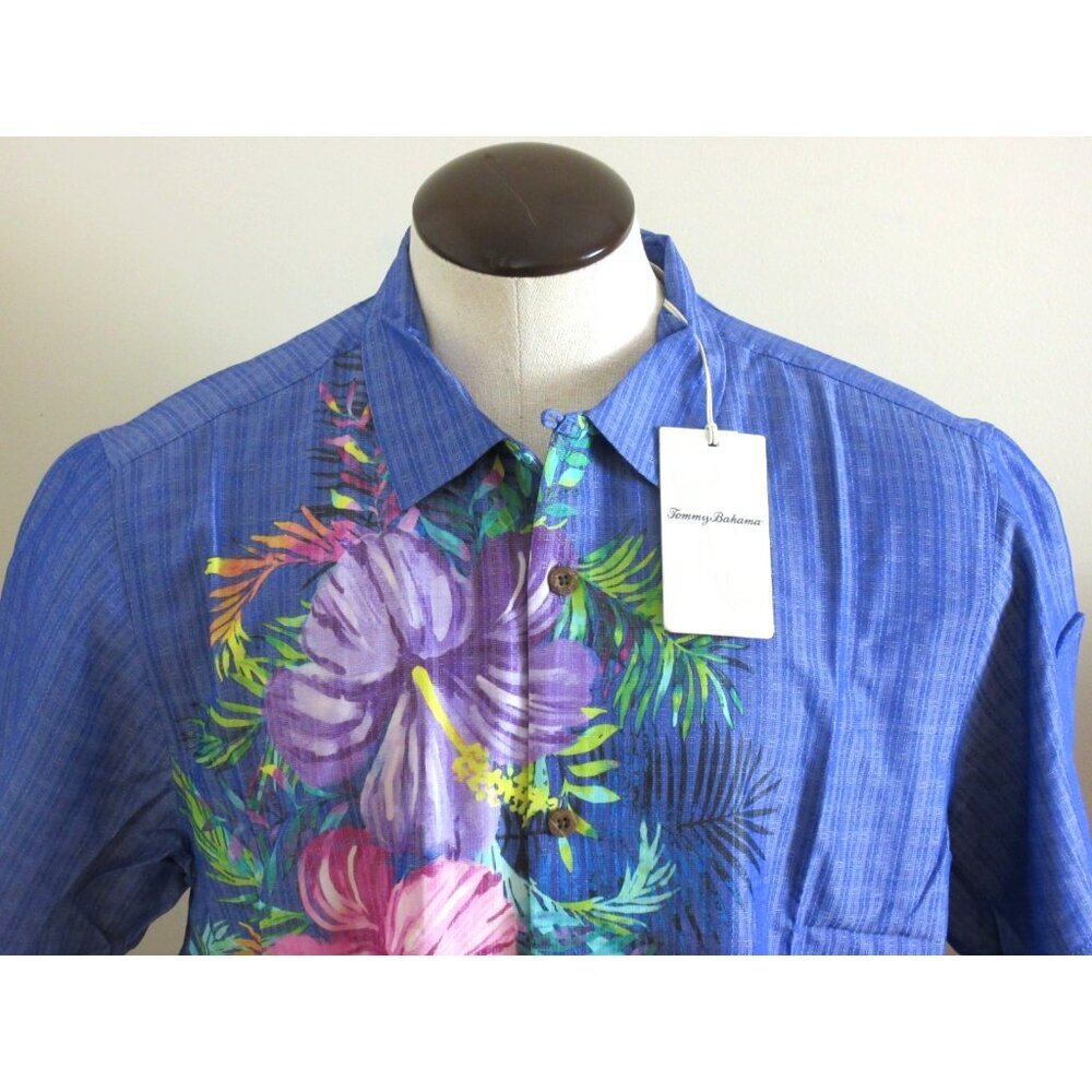 Tommy Bahama Men's SS Mojito Bay Island Zone Floral Button Up Shirt Blue NWT - Picture 7 of 10